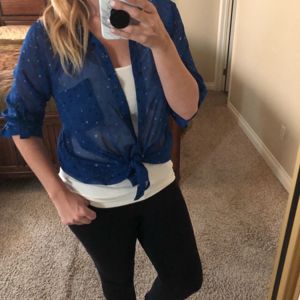 Express Stars Button Down Blouse
